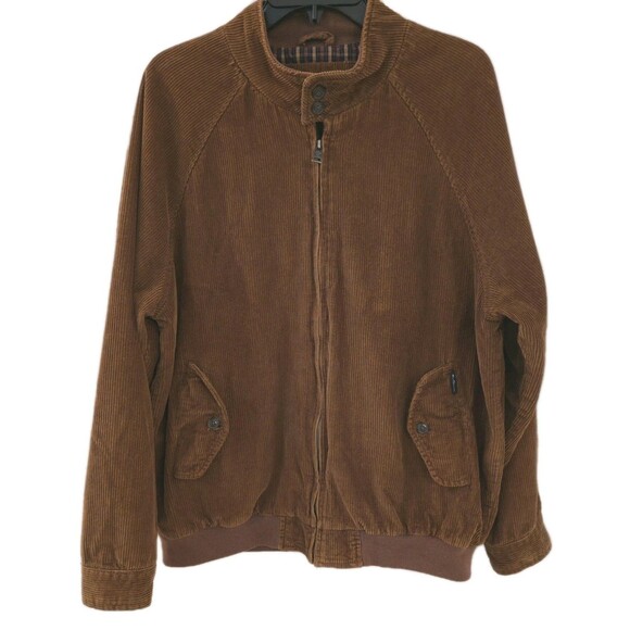 Ben Sherman Jacket Mens Large Brown Corduroy Harrington Bomber Plaid Lined - Picture 1 of 15